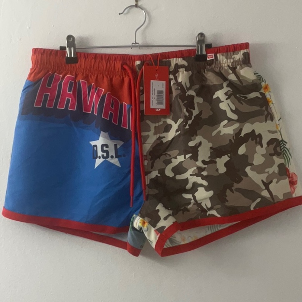 Diesel Men's Dual-Design Shorts - Blue and Camouflage